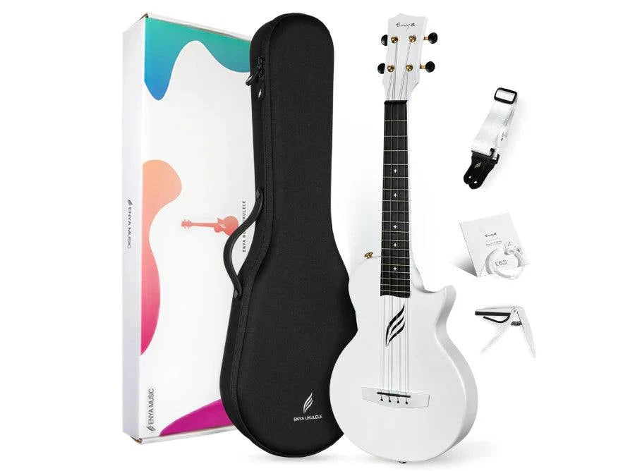 Enya Nova UE Pro White, Carbon Fibre, Electro-Acoustic, Tenor Ukulele