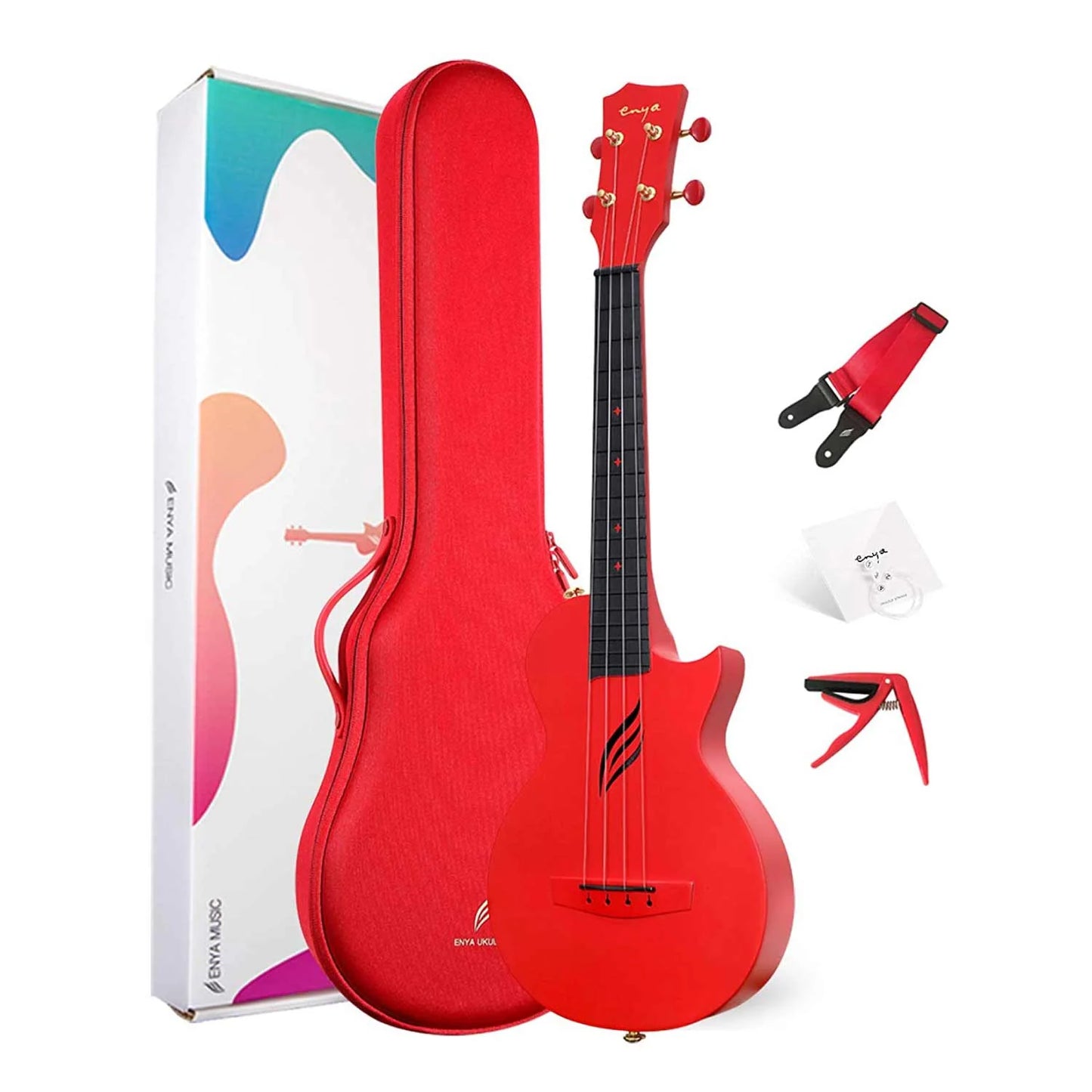 Enya Nova U, Carbon Fibre, Red Concert Ukulele